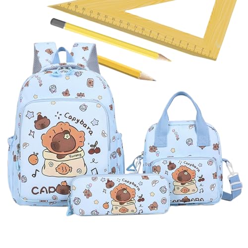 Generico Capybara Rucksack für Mädchen | Capybara Rucksack | Tasche A | Federmäppchen Capybara | Set von ästhetischen Lunch-Taschen für Erwachsene, Universität, Snacks, Studenten, Jugendliche von Generisch