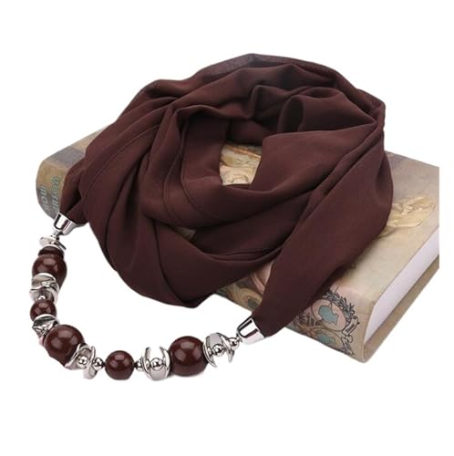 Generico Chiffonschal mit Perlen für Damen - Halskette mit verstellbarem Anhänger und Schal, Taglia unica, Achat von Generisch