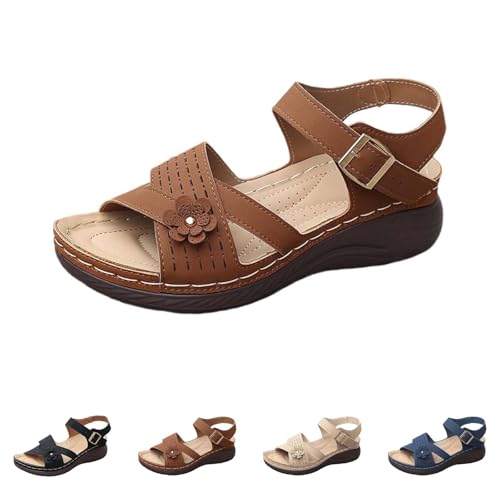 Generico Damen-Sandalen Orthopädische Bequeme Sandalen mit offenem Zehenbereich aus Leder Obermaterial Keilabsatz Mode Wanderschuhe Sportschuhe Weiche Bogenstütze für Zuhause Meer Strand, Khaki, 43 EU Generico Damen-Sandalen Orthopädische Bequeme Sandalen mit offenem Zehenbereich aus Leder Obermaterial Keilabsatz Mode Wanderschuhe Sportschuhe Weiche Bogenstütze für Zuhause Meer Strand, Khaki, 43 EU von Generisch