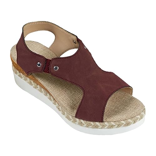 Generico Damen-Sandalen mit Keilabsatz und Plateau Sommer Platformu Hausschuhe mit Keilabsatz Strand rutschfest Espadrilles Hausschuhe Pool Offene Zehe Sandalen mit Absatz Orthopädische Strandschuhe von Generisch