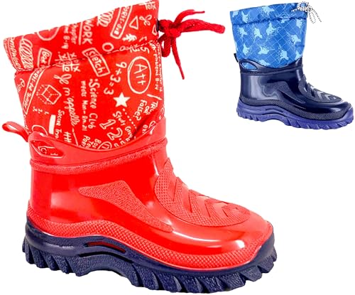 Generico G&G Lux Après-Skistiefel für Kinder, warmes Futter, zweifarbiges PVC, Blau/Rot, Größen 22-35, 100% Made in Italy, rot, 30 EU von Generisch
