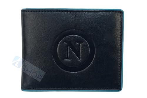 Generico Geldbörse aus Leder Napoli Fußball Celebrative Erinnerung dritter Wappen dreifarbig Offizielles Produkt Enzo Castellano, blau, Cm 12 x 9,5 x 2,5, Modern von Generisch