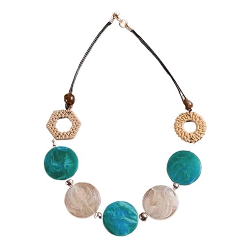 Generico Halskette mit Anhänger im Bohemian-Stil, aus geflochtenem Leder, Einheitsgröße von Generisch