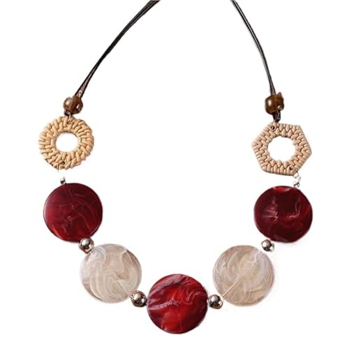 Generico Halskette mit Anhänger im Bohemian-Stil, aus geflochtenem Leder, Einheitsgröße von Generisch