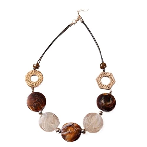 Generico Halskette mit Anhänger im Bohemian-Stil, aus geflochtenem Leder, Einheitsgröße von Generisch