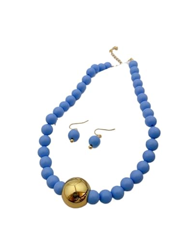 Generico Handgemachte Acrylperlen Set - Halskette und Ohrringe in Sommerfarben für den täglichen Boho Stil für Frauen, Einheitsgröße von Generisch