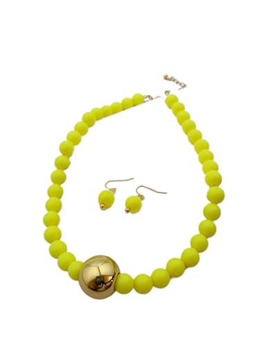 Generico Handgemachte Acrylperlen Set - Halskette und Ohrringe in Sommerfarben für den täglichen Boho Stil für Frauen, Einheitsgröße von Generisch