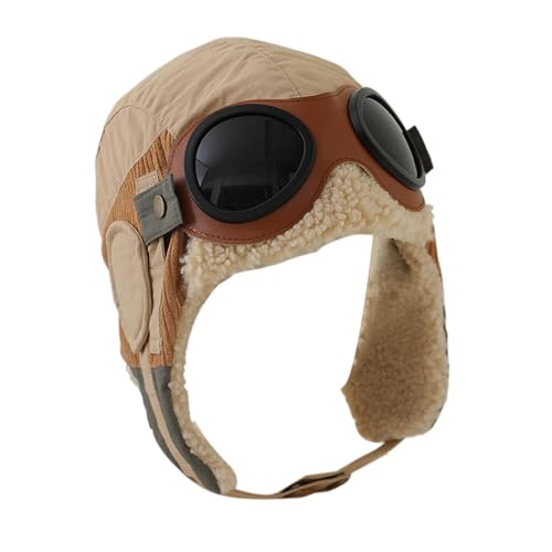 Generico Kids Pilot Hat, Winter Trapper Hat, Plush Pilots Hats, Boys Pilot Hats, Boys Plush Trapper Hat with Retro Pilot Design, Cold Weather And Outdoor Activities, Khaki von Generisch