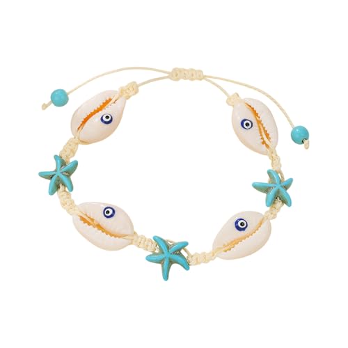 Generico Knöchelarmbänder für Damen – Minimaler Charme, geflochtene Strandkette | Stil-Schmuck-Set, riferimento alla descrizione, Muschel, Siehe Beschreibung von Generisch