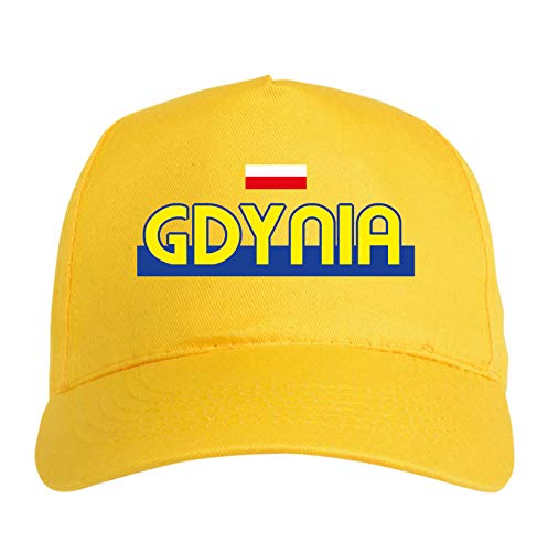 Generico Mütze Polen GDYNIA Gelb – Fußballfans – Sport Ultras, aus Polyester, 5 Paneele, Weiß, One size von Generisch