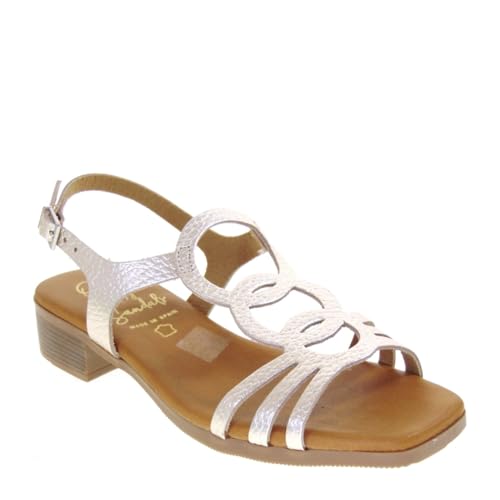 Generico OH MY Sandals 5339 Sportsandalen für Damen, Leder, großer Absatz, 3 cm, Gummisohle, champagner, 42 EU von Generisch