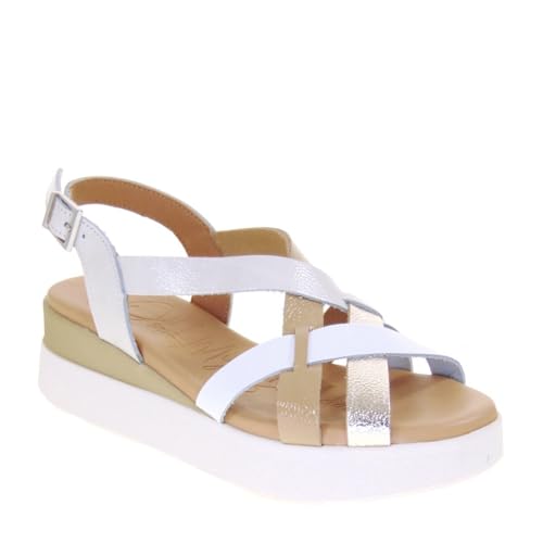 Generico OH MY Sandals 5418 Sportsandalen für Damen Naplack Keilabsatz 5 cm Gummisohle, Eis, 40 EU von Generisch