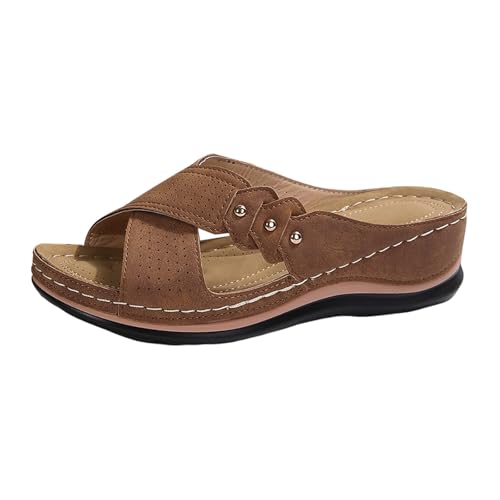Generico Sandalen Damen Sommer Anatomische Sommerschuhe Unterstützung Bogen Fußbett Weich Leicht Pool Slider Sommersandalen Slippers Hausschuhe Stirnband Sommer Für Strand Und Freizeit, braun, 37 EU Generico Sandalen Damen Sommer Anatomische Sommerschuhe Unterstützung Bogen Fußbett Weich Leicht Pool Slider Sommersandalen Slippers Hausschuhe Stirnband Sommer Für Strand Und Freizeit, braun, 37 EU von Generisch