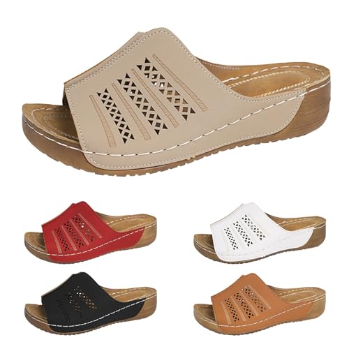 Generico Sandalen Damen Sommer Casual Hausschuhe Orthopädische offene Sandalen Unterstützung Bogen Sandale mit Keilabsatz Bequeme Platform Slippers Sport Leichte Schuhe Mädchen Pool Haus Meer Strand von Generisch