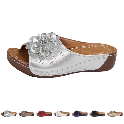 Generico Sandalen Damen Sommer Casual Orthopädische Hausschuhe mit offener Zehe Hausschuhe Unterstützung Bogen Sandals rutschfeste Gummisohlen Bequeme Schuhe Outdoor Trekking Shoes Strand Pool Open von Generisch