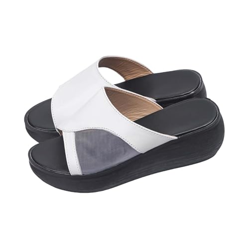 Generico Sandalen mit Keilabsatz Damen Sommer Elegant Plateau Hausschuhe mit Keilabsatz Pool Slip-On Espadrilles Strandschuhe Rutschfeste Orthopädische Sandalen mit Platform Hausschuhe Angebot Sandale von Generisch
