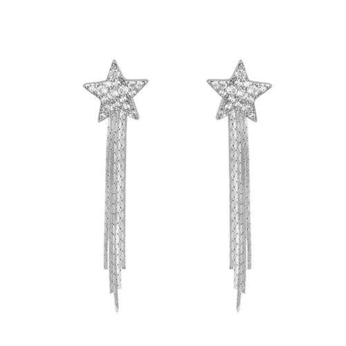 Generico Schmuck aus Silikon Long Chain Star Earrings Personalized Temperament Earrings European And American Exaggerated Earrings Design Earrings Chain Long Earrings Ohrringe D Silber, Taglia unica, von Generisch