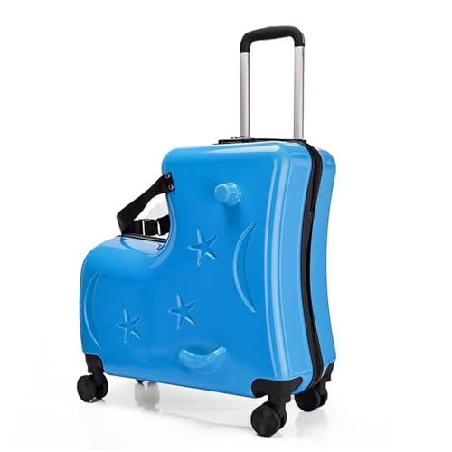 Generico Silent Wheels Trolley | Kids Ride On Suitcase | 20 Zoll Trolley Case mit 3 Digit Password Lock, Pedals, Handlebars, and Seat Belts | Travel Luggage with Silent Wheels for Boys, Lake Blue, von Generisch