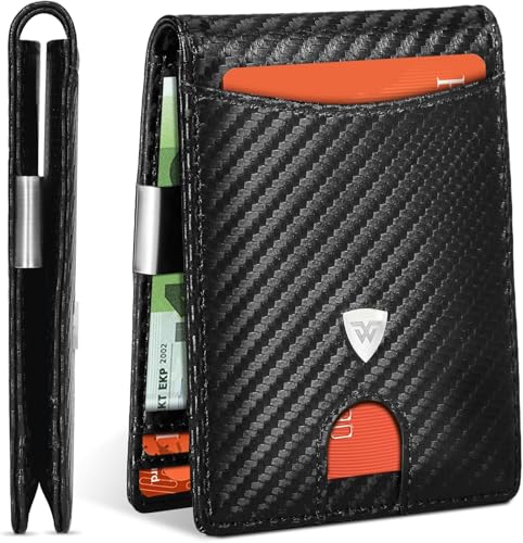 Generico Slim RFID Blocking Herren-Geldbörse aus Kohlefaser mit 12 Kartenfächern von Generisch