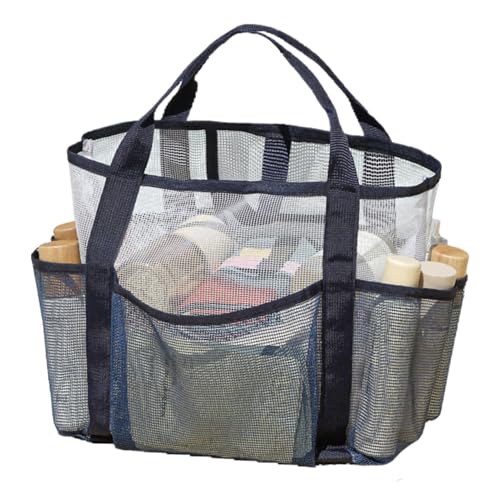 Generico Strandtasche für Damen | Große Stricktasche für Urlaub und Reisen | Organizer für Strandurlaub mit Platz für Handtücher, Schals, Kostüme, Brillen, Hüte, marineblau, riferimento alla von Generisch