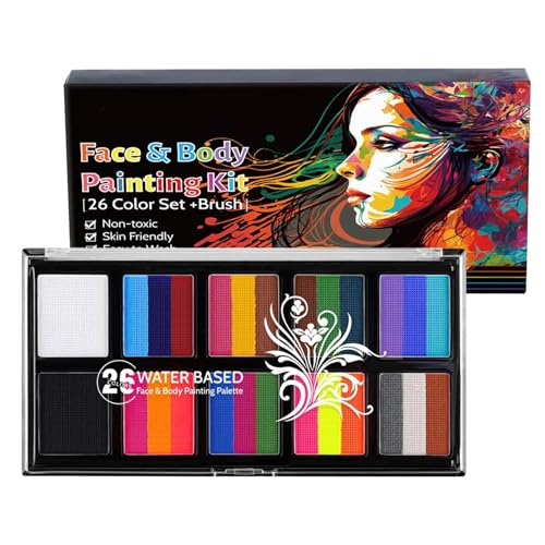 Generico für Kinder Farbe für den Wagen, Kinderfarbe, waschbarer Körperlack für hydrofusioniertes Pigment, Gesichtslack-Set zur Verwendung Face Volta 26 Farben für Kinder für Bam von Generisch