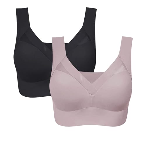 Generisch 1/2er Pack Damen Nahtlos Eisseide BH Ohne BüGel Weicher Damen Push-Up BH Gepolstert - Atmungsaktiver Und Leichter, Klassische Bustier Damen BHS FüR Sport Und Alltag von Generisch