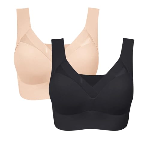 Generisch 1/2er Pack Damen Nahtlos Eisseide BH Ohne BüGel Weicher Damen Push-Up BH Gepolstert - Atmungsaktiver Und Leichter, Klassische Bustier Damen BHS FüR Sport Und Alltag von Generisch