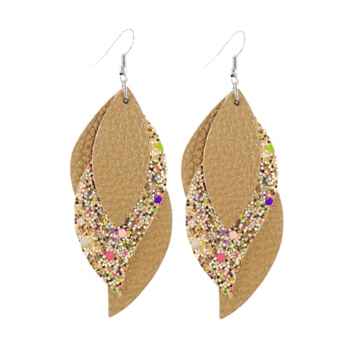 Generisch 1 Paar Dreilagige Khaki Ohrringe mit Pailletten für Frauen Dangle Ear Jewelry für Partys Feiertage und Alltag von Generisch