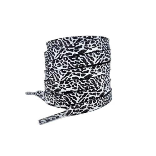 Generisch 1 Paar Schnürsenkel mit geplatzter Rissstruktur und Leopardenmuster for Schuhe – flache Schnürsenkel aus Polyester in 120/140/160 cm for Damen und Herren(Black white,140cm) von Generisch