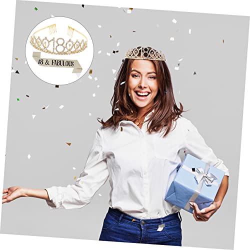 Generisch 1 Satz 2st Krone Zeremonieller Gürtel Prinzessin Geburtstagsschärpe Kopfschmuck Aus Strass Fotorequisiten Zum 18. Geburtstag Stirnbänder Für Damen-make-up Golden Legierung von Generisch