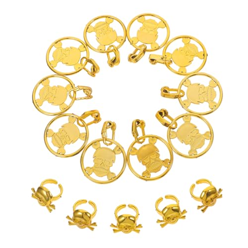 Generisch 1 Satz Halloween Ringe mit Schädel Design Dekorative Finger Ringe Ohrringe aus Robustem Kunststoff für Halloween Kostüme und Partys für Grusel Events und Feierlichkeiten von Generisch