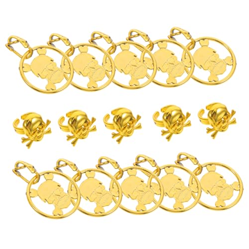 Generisch 1 Satz Vintage Halloween Ringe Ohrringe Teiliges mit Piratenschädel Design für Kostüme Partys und Festliche Anlässe Dekorativer Finger und Ohrschmuck von Generisch