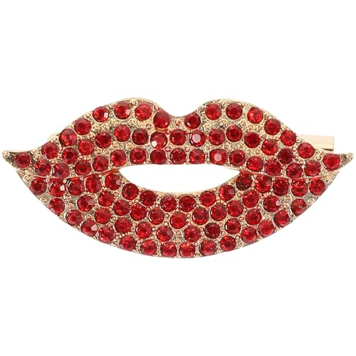 Generisch 1 Stück Rote Lippen Brosche mit Strass Modisches Kleidungsaccessoire für Anlässe für Cosplay Partys Alltagsgebrauch Stilvolle Ergänzung zu Taschen Kleidern und Schals von Generisch