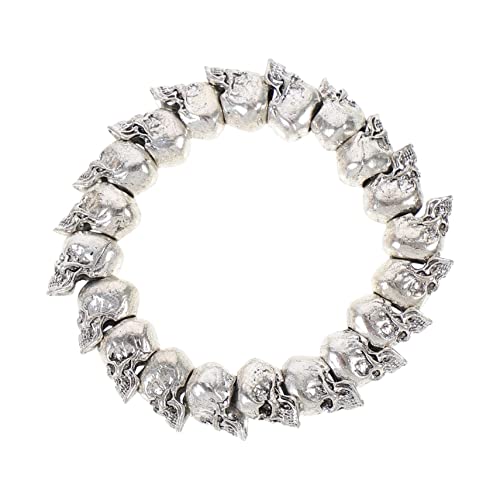 Generisch 1 Stück Skull Beads Armband für Männer und Frauen Punk Hip Hop Schmuck für Feiertage Halloween und Besondere Anlässe Auffälliges Design für Look von Generisch