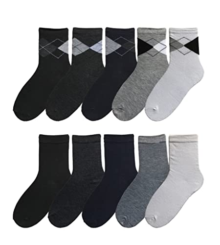 Generisch 10 Paar Socken Größe 37-40, Schwarz, Dunkelblau, Anthrazit, Weiß, Grau, modisches Karomuster von Generisch