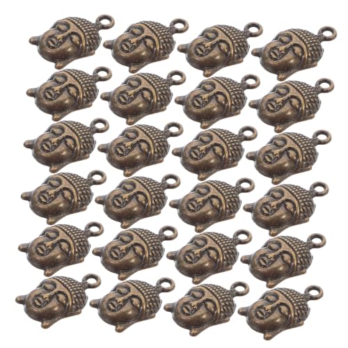 Generisch 100 Stück Vintage Buddha Kopf Anhänger aus Metalllegierung mit Vorgebohrten Löchern Tibetischer Stil Spacer Perlen für DIY Schmuckherstellung Armband Halskette Schlüsselanhänger von Generisch