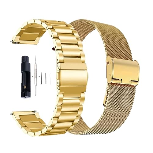 Generisch ﻿ 14 16 18 20 22 24 mm Schnellverschluss-Edelstahl- und Uhrenarmband-Ersatz for universelles wasserdichtes Uhrenarmband(2pcs-Gold,18mm) von Generisch