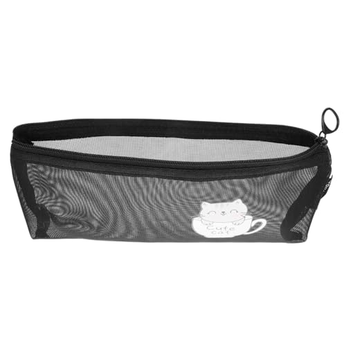 Generisch 1stk Federmäppchen Aus Transparentem Mesh Make-up-Organizer-Tasche Reise-Kosmetiktasche Aufbewahrungsbeutel Für Bleistifte Reise Durchsichtiger Kulturbeutel Bürobedarf Nylon Black von Generisch