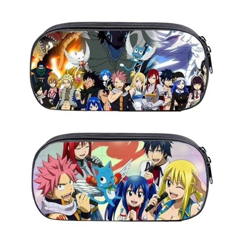 Generisch 2 PCS Japanese Fairy Tail Anime Pencil Case Bag, Large Capacity Stationery Bag, Pencil Cases for Teenagers, Suitable for School Bag with Student Stationery for Girls and Boys von Generisch