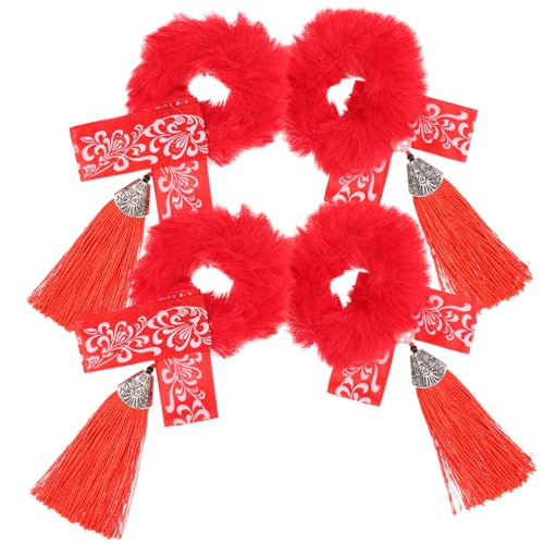 Generisch 2 Paar Neujahr Kopfschmuck Gothic Glitzer-haarschleife Haargummis Haarschleifen Haarschmuck Für Das Neue Jahr Weihnachtshaar Haarnadel Haarzubehör Frauen Haarband Polyester Rot von Generisch