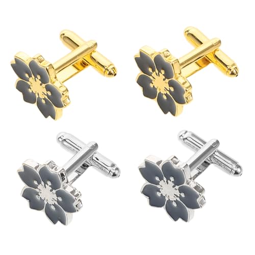 Generisch 2 Paare Japanische Blüten Manschettenknöpfe für Damen Hemdknöpfe Legierung Vintage Design für Formelle Anlässe Business Anzug Zubehör Robuste Stilvolle Accessoires von Generisch