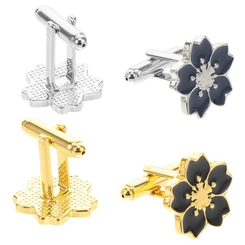 Generisch 2 Paare Japanische Blumenmanschettenknöpfe Business Manschettenknöpfe Hemdmanschettenknöpfe Mit Blumenmuster Manschettenknöpfe Für Damen Antike Manschettenknöpfe Legierung von Generisch