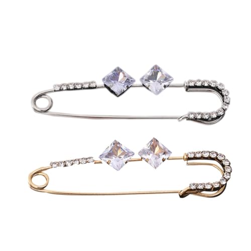 Generisch 2 Stück Bling Sicherheitsnadeln Clips für Schals und Kleidung für Hochzeiten Partys und Alltag Verziert mit Funkelndem Gold und Silber von Generisch