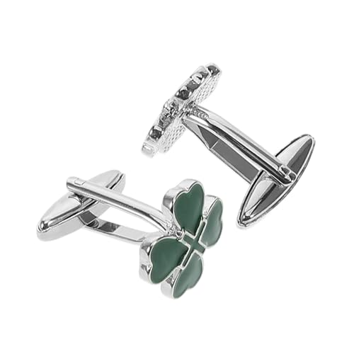 Generisch 2 Stück Manschettenknöpfe Vierblättriges Grüne Herren Damen Schmuck für Patrick Day Accessoires für Formelle Anlässe Partys von Generisch