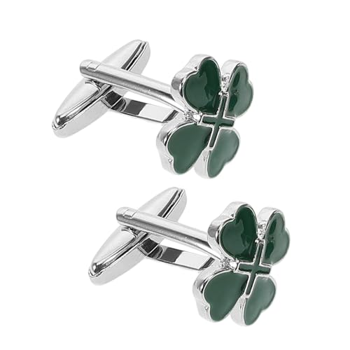 Generisch 2 Stück Manschettenknöpfe für Herren Irisches Herz Vierblättriges Eleganter Schmuck für Patrick Day Langlebige Stilvolle Cufflinks für Besondere Anlässe von Generisch