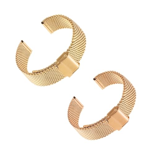 Generisch 2 Stück Metall Uhrenarmband 10MM-22MM Schnellverschluss-Uhrenarmband Milanese Mesh Armband für 98% Herkömmliche Uhren Oder Smartwatches(Gold+Rose Gold,17MM) von Generisch