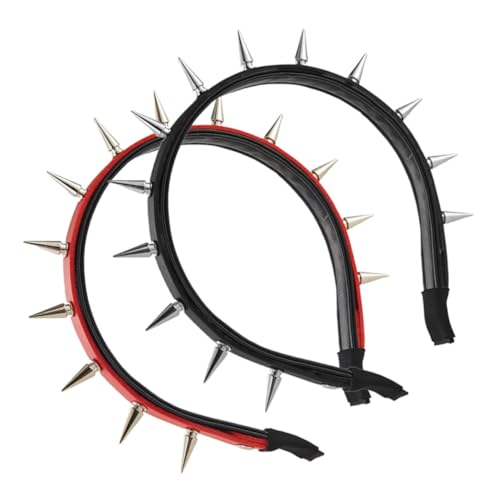 Generisch 2 Stück Nietenstirnband für Festival gespickt Halloween Gothic-Accessoires Cosplay-Party-Haarspange Cosplay-Stirnband Punk-Stirnband Haarzubehör Zinklegierung von Generisch