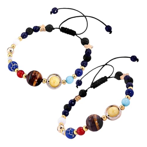 Generisch 2 Stück Teiliges Solar System Armband mit Planetenperlen Handgefertigtes für Damen Herren Einzigartiges Galaxy Design für Reisen Partys Generisch 2 Stück Teiliges Solar System Armband mit Planetenperlen Handgefertigtes für Damen Herren Einzigartiges Galaxy Design für Reisen Partys von Generisch