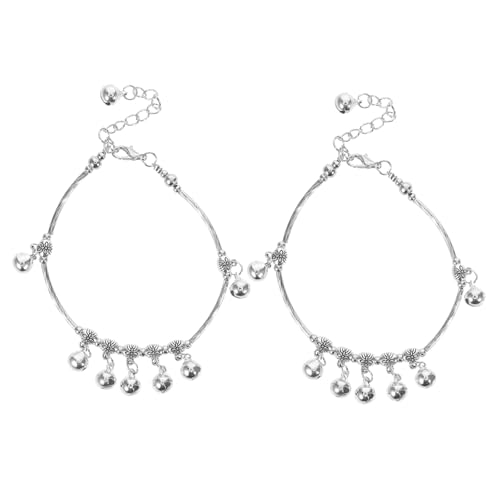 Generisch 2 Stück Teiliges Verstellbares Damen Fußkettchen mit Ethnischen Glocken Boho Tanz Fußkette Mehrlagig Melodisch Klingend für Bauchtanz Bühnenauftritte Strand und Hochzeitsmode von Generisch