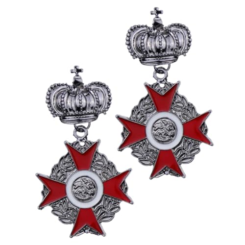 Generisch 2 Stück Vintage Brosche für Herren Stilvolle Anstecknadeln aus Robustem Legierungs material Einzigartiges Design mit Schild motiv Modisches Accessoire für Jacken Mäntel Pullover von Generisch